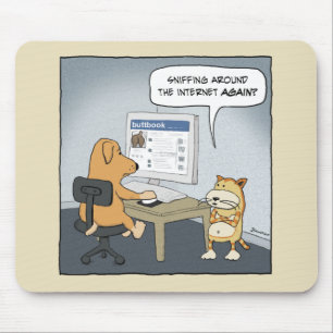 Funny dog and cat mousepad: Rond Muismat
