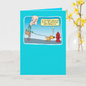 Funny Dog and Fire Hydrant Birthday Kaart (Gele Bloem)