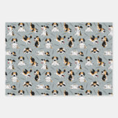Funny Dog and Paw Prints Wrapping Paper Set of 3 (Voorkant)
