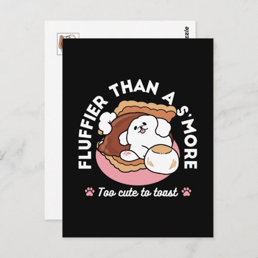 Funny Dog and S’more Design – Kawaii Pet Lover Pun Briefkaart (Voorkant / Achterkant)