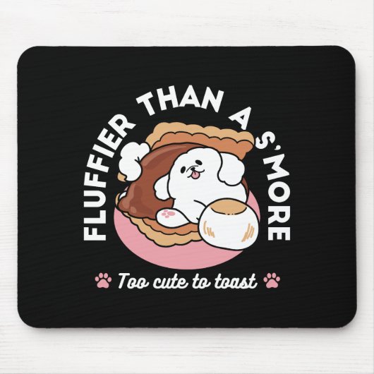 Funny Dog and S’more Design – Kawaii Pet Lover Pun Muismat (Voorkant)