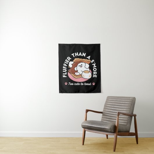 Funny Dog and S’more Design – Kawaii Pet Lover Pun Wandkleed (In situ)