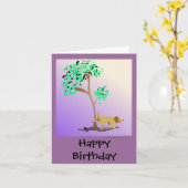 Funny Dog and Tree Edgy Verjaardag Kaart (Gele Bloem)