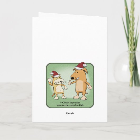 Funny Dog Angels Sing Kerstmis Feestdagen Kaart (Achterkant)
