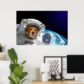 Funny Dog Astronaut Poster (Thuiskantoor)