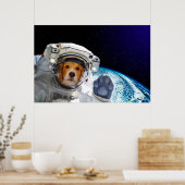 Funny Dog Astronaut Poster (Keuken)