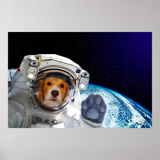 Funny Dog Astronaut Poster (Voorkant)