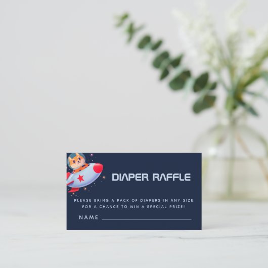 Funny Dog Astronaut Rocket Space Diaper Raffle Informatiekaartje (Staand voorkant)