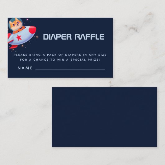 Funny Dog Astronaut Rocket Space Diaper Raffle Informatiekaartje (Voorkant / Achterkant)
