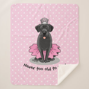 Funny Dog Ballet Princess Black Lab Retriever Sherpa Deken