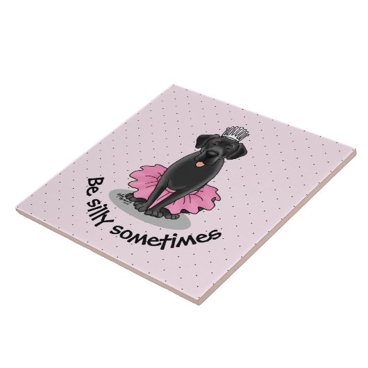 Funny Dog Ballet Princess Black Lab Retriever Tegeltje (Zijkant)