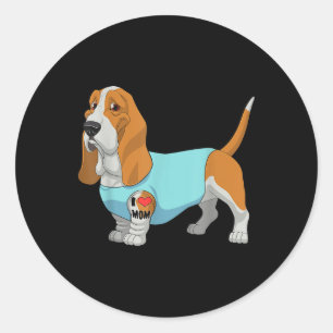 Funny Dog Beagle I Love Mom Tattoo Gift Ronde Sticker