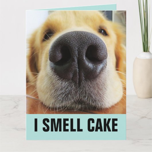 FUNNY DOG BIG BIRTHDAY SMELL CAKE CARD KAART (Voorkant)