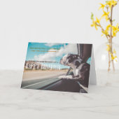 Funny Dog bij Wenskaart van de avondklok van de wa Kaart (Gele Bloem)