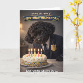 Funny Dog Birthday Card Cake Inspector Cockapoo Kaart (Gele Bloem)