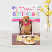 Funny Dog Birthday Card Kaart (Gele Bloem)