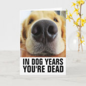 FUNNY DOG BIRTHDAY, IN DOG JAREN. KAART (Gele Bloem)