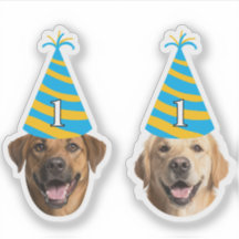 Funny Dog Birthday Sticker – Aangepast gezicht & l