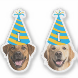 Funny Dog Birthday Sticker – Aangepast gezicht & l