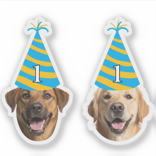 Funny Dog Birthday Sticker – Aangepast gezicht & l (Voorkant)