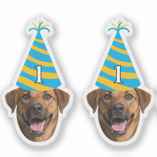 Funny Dog Birthday Sticker – Aangepast gezicht & l (Voorkant)