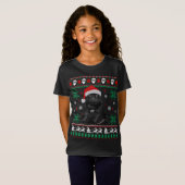 Funny Dog Black Pug Ugly KerstSweater T-shirt (Voorkant volledig)