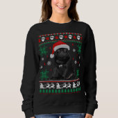 Funny Dog Black Pug Ugly KerstSweater Trui (Voorkant)
