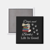 Funny Dog Book Life Is Good Pet Lover Book Reader Magneet (Voorkant / Achterkant)