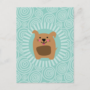 Funny Dog Briefkaart - Cute Puppy Turquoise
