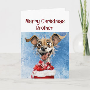Funny Dog Brother kleindochter Kinder kerst Kaart