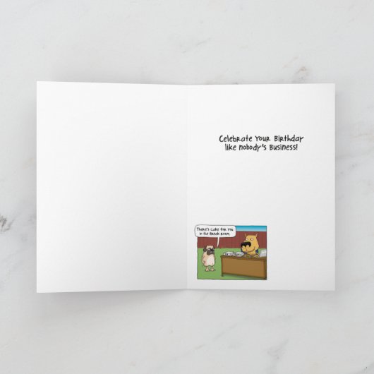Funny Dog Business in Yard Birthday Kaart (Binnen)
