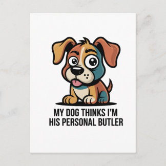Funny Dog Butler Cartoon Quote Briefkaart