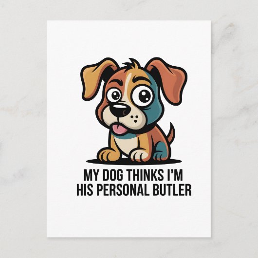Funny Dog Butler Cartoon Quote Briefkaart (Voorkant)