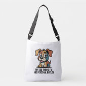 Funny Dog Butler Cartoon Quote Crossbody Tas (Voorkant)