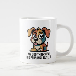 Funny Dog Butler Cartoon Quote Grote Koffiekop