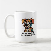 Funny Dog Butler Cartoon Quote Koffiemok (Links)