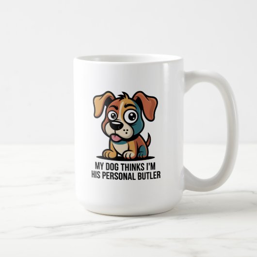 Funny Dog Butler Cartoon Quote Koffiemok (Rechts)