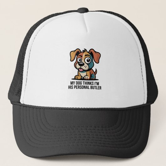 Funny Dog Butler Cartoon Quote Trucker Pet (Voorkant)