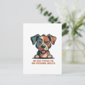 Funny Dog Butler Quote Illustration Feestdagenkaart (Staand voorkant)
