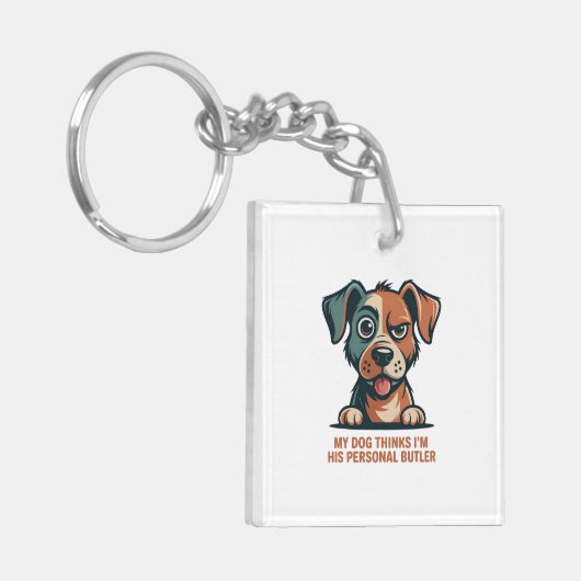 Funny Dog Butler Quote Illustration Sleutelhanger (Voorkant Links)