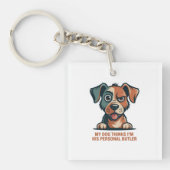 Funny Dog Butler Quote Illustration Sleutelhanger (Voorkant)