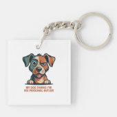 Funny Dog Butler Quote Illustration Sleutelhanger (Achterkant)