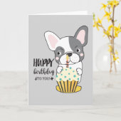 Funny Dog Cartoon Cupcake Candle Happy Birthday Kaart (Gele Bloem)