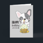Funny Dog Cartoon Cupcake Candle Happy Birthday Kaart<br><div class="desc">Schattigee Moderne Witte Hond Cartoon Kleurrijke Cupcake Candle Happy Birthday Kaart</div>