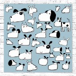 Funny Dog Cartoon Poster<br><div class="desc">Veel leuke en grappige honden in zwart-wit op een blauwgroen achtergrond. Originele kunst van Nic Squirrell.</div>