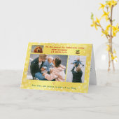 Funny Dog Cat 3 foto's Minimalistisch Elegant Gold Kaart (Gele Bloem)