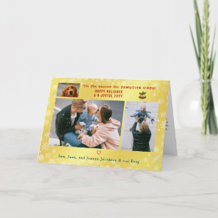 Funny Dog Cat 3 foto's Minimalistisch Elegant Gold Kaart