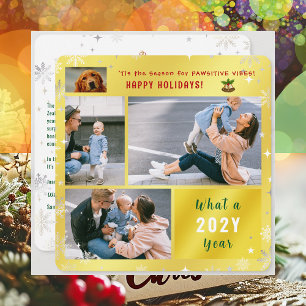 Funny Dog Cat 4 Foto's Schattigeste Prettige feest Feestdagenkaart