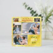 Funny Dog Cat 4 Photos Collage Cute Elegant Golden Feestdagenkaart (Staand voorkant)
