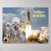 Funny Dog/Cat Astronauts Science Poster (Voorkant)